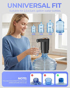 Water Jug Pump for 5 Gallon Bottle – Portable Electric USB-C Charging Dispenser, Dual Powerful Motors, Fast Flow, Fits 2-5 Gallon Jugs – Ideal for Home, Office, Camping, RV, Dark Black