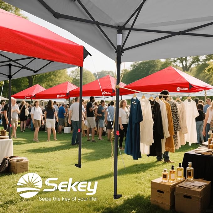 Sekey 10x10 Instant Pop Up Canopy – One Push Setup Easy Up Gazebo; 99% UV Blocking Sun Shade; Waterproof & Wind Proof with Weight Bags; for Commercial Outdoor Events, Camping, Beach, Parties