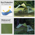 Night Cat 3-Person Camping Tent: Waterproof Instant Cabin Tent with Canopy Tarp for Family, 2-in-1 Canopy Tent with Porch Easy Setup