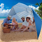 Beach Shelter Umbrella Premiere UPF 50+ Umbrella Shelter for Sun and Rain Protection for Adult (10-Foot,Blue Stripe)