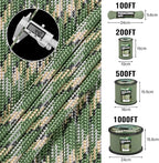1200 Paracord Rope - 4.4mm 14 Strand Nylon Parachute Spool para Cord Lanyard for Outdoor Camping Survival Utility Tent Crafting DIY Projects Fishing Clothsline Bracelet - Camo Green 100FT