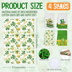 8 Pcs St Patrick Day Kitchen Decor Set 4 Four Leaf Clover Dish Towel 2 Pot Holder 2 Oven Mitt Tent for Car Irish Hat Kitchen Accessories Rv Campers Home Decorations