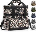 Lunch Box For Men Women Double Deck Insulated Lunch Bag For Men Woman Leakproof Expandable Cooler Bag with Adjustable Shoulder Strap for Kids Shool Work Picnic Camping(Leopard,Large)