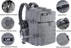 LHI Military Tactical Backpack for Men and Women 45L Army 3 Days Assault Pack Bag Large Rucksack with Molle System - Grey