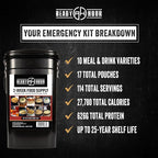 Ready Hour 2-Week Emergency Food Supply (114 Servings), Emergency Storage, Freeze-Dried Kit Meal Entrées, Real Non-Perishable Meals, 25-Year Shelf Life Food, Portable Flood-Safe Container