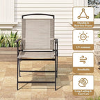 Crestlive Products Patio Folding Chairs Set of 8, Outdoor Folding Chairs with Durable Rust-Resistant Frame and Breathable Textilene Material for Outside, Beige