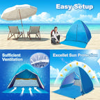 Automatic Pop Up Beach Tent Instant Portable Quick Sun Shelter for 2-3 Persons (Blue)