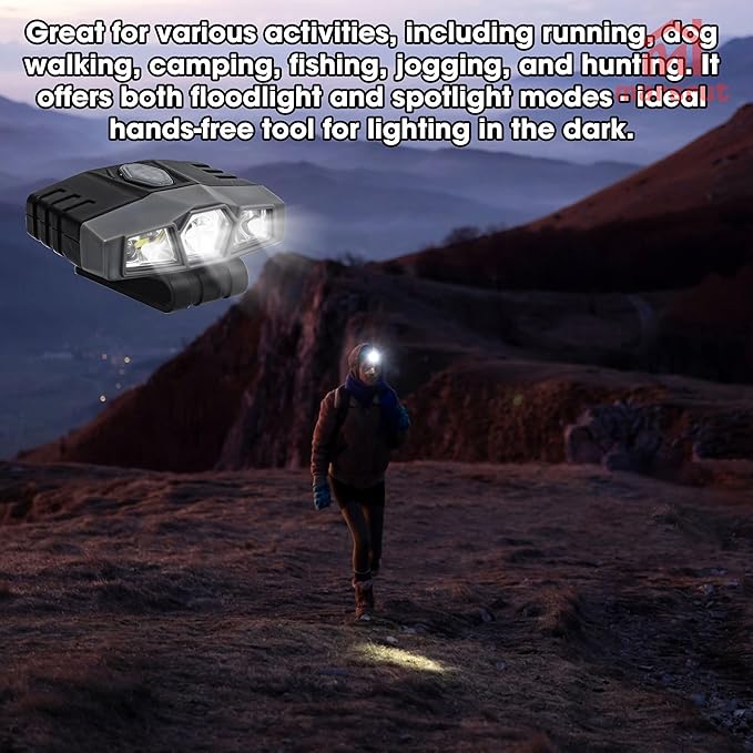 2Pcs Hat Lights Clip On Rechargeable Brim Light, Ultra Bright Micro Mini LED Cap Headlamp 150 Lumens Spotlight, Waterproof Hands Free Portable Flashlight for Baseball Cap, Running, Fishing, Camping
