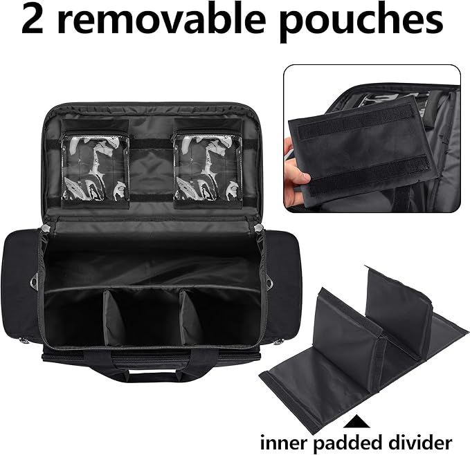 Trunab First Aid Bag Empty Medical Duffel First Responder Trauma Storage with Inner Dividers and No-scratch Bottom, Ideal for EMT, EMS, Paramedics, Bag Only, Black