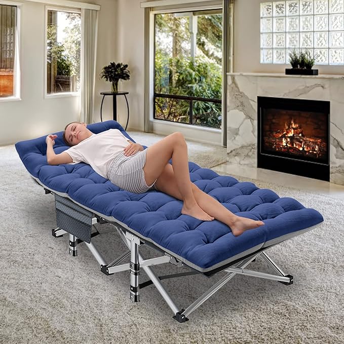 ABORON Heavy-Duty Folding Guest Bed for Adults, 500lb Capacity, Portable Extra Cot with 1215D Double Layer, Ideal for Indoor Guest Stays & Temporary Home Use