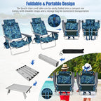Tangkula 2 Pack with Table Beach Chairs, 5-Position Adjustable, Lightweight Folding, Navy