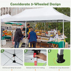 Tangkula 10x20 Ft Pop Up Canopy, UPF 50+ Easy Setup Instant Canopy Tent with 1-Push Center Lock, Wheeled Bag, 8 Stakes, 4 Ropes, Outdoor Commercial Sun Shelter Tent for Camping, Travel, Picnic
