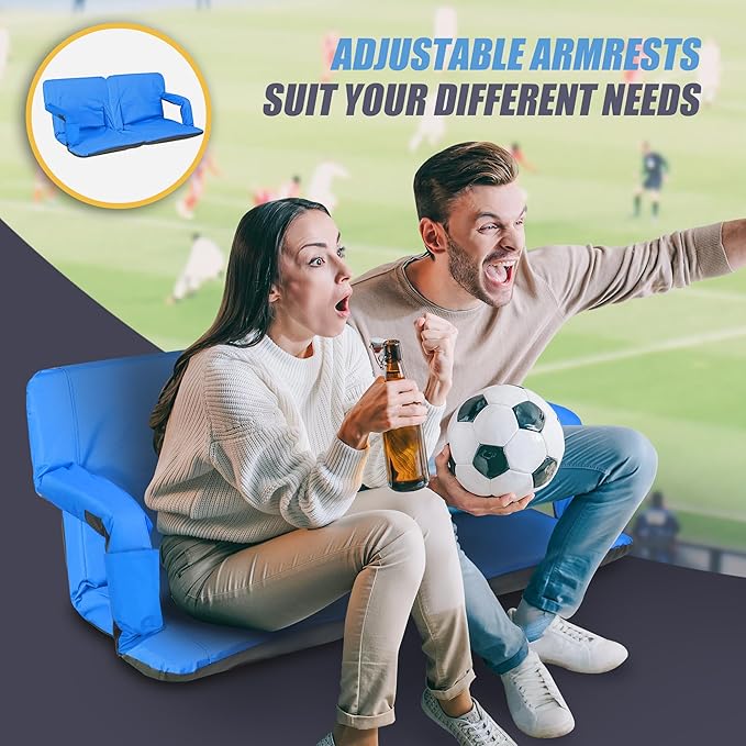 Nova Microdermabrasion 20.5"/25" Wide Stadium Seat for Bleachers w/Back Support Padded Cushion Portable Reclining Bleacher Seats Camping Stadium Chair Waterproof