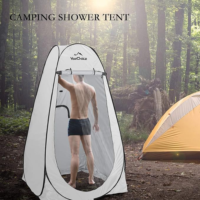 Your Choice Pop Up Privacy Shower Tent, 3.9 x 3.9 x 6.2FT Portable Camping Changing Room, Instant Setup Outdoor Shelter with Silver Coating, Vent Window & Carry Bag for Beach, Hiking & RV | Portable, for Camping, Beach, Hiking, with Carry Bag, Quick Setup