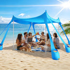 Beach Tent Sun Shelter UPF 50+,10x10 FT Beach Canopy Tent Sun Shade,Pop Up Beach Canopy with 8 Sandbags, Outdoor Beach Shade for Camping Trips, Fishing, Backyard Fun Picnics (Sky Blue)