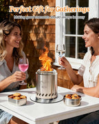 YEFU Tabletop Fire Pit Portable: Low Smoke Stove for Outdoor & Patio - Safe Burning Table Top Firepit Fueled by Pellets & Wood - with Travel Bag & 2 Mini Sticks & Fireproof Mat & Rack(7.5 x 5.5 in)