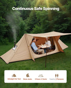 Camping Hot Tent with Stove Jack, Lightweight 4 Season Tent for 2 Persons, Waterproof with Double Layer Door & Vent, for Hiking, Fishing and Backpacking