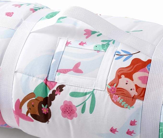 Bunnikins & Clover Toddler Nap Mat with Removable Pillow, Nap Mats for Preschool, Easy Clean Toddler Nap Pad for Kindergarten, Kids Sleeping Bag for Travel Camping