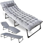 ZONETECH Folding Cot & Pad Mattress 4 Position Adjustable Portable, Premium Quality for Adult and Kids-Perfect for Camping, Travel, Patio, Beach, Indoor & Outdoor Activity (1-Pack)