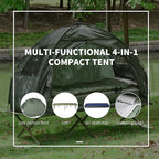 2 Person Foldable Camping Cot with Tent, Bedspread and Thick Air Mattress, 4-in-1 Elevated Camping Bed Tent for Outdoor Hiking, Picnic, Travel