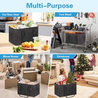 LHZK Standing Utility Tote Bag with Metal Wire Frame and the Sides Rinforced, Large Tote Bag with Handle, Reusable Grocery Bags Foldable, Beach Bag, Car Tote (Black, 18.5''x11.8''x11.5'')