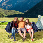3 Person Camping Chairs Folding Double Camping Chair Portable Oversized Loveseat Padded Camp Chair Heavy Duty Camping Couch for Adults Outdoor Lawn with Two Cup Holders and Carry Bag Blue