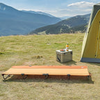 TIMBER RIDGE 20-Second Quick Set-Up Camping Cot, Lightweight Aluminum Folding Cot Low Profile with Zipper Closure, Portable Carry Bag for Camping, Travel and Outdoors, Support up to 225lbs, Orange