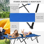 2 Person Folding Camping Cot for Adults, 50" Extra Wide Outdoor Portable Sleeping Cot with Carry Bag, Elevated Camping Bed, Beach Hiking, Blue
