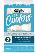 Cool Coolers Reusable XL Soft Ice Packs for Coolers, Long-Lasting Lunch Box Ice Pack, High Performance Quick Freeze, 2Pk, Taupe Stripe