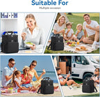 Lunch Box for Men Women, Large Expandable Insulated Lunch Bag, Double Deck Leakproof Cooler Bag for Adults Work Office Outdoor Beach Trips, Black 16L