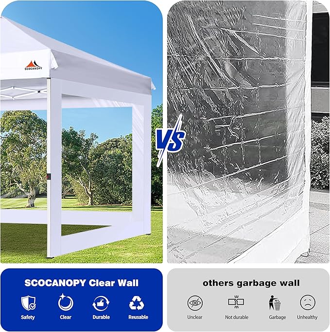 SCOCANOPY Clear Window Sidewall for 10x10 Canopy Frame, 3 Pack Sunwalls Only,(Light Khaki)