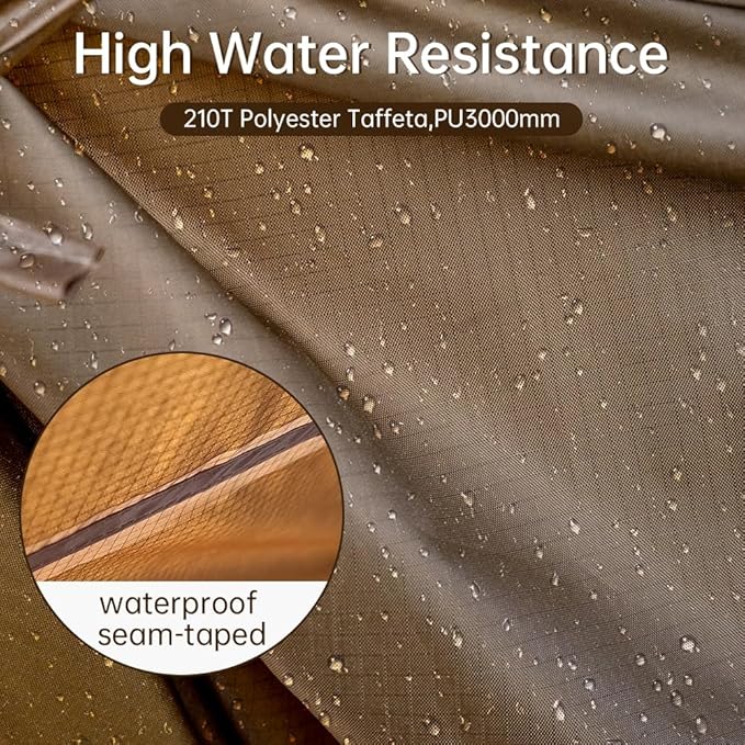 Hot Tent with Stove Jack and Snow Skirt, 6.89~8.53ft Standing Room, 2~5 Person, Tipi Tent for Family Hiking, Fishing, Hunting, Backpacking Camping