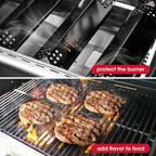 Unicook Grill Heat Plates for Nexgrill 720-0888, 720-0888N, 720-0830H, Backyard, Porcelain Grill Burner Covers Replacement Parts, 14.6 Inch Heat Shields Tents, Flame Tamers, 5 Pack