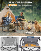 KingCamp Oversized Camping Directors Chair with Side Table, Compact Design Heavy Duty 440lbs, Folding Portable Padded Camp Chairs with Extra Wide Seat & Anti-Sag Fabric for Outdoor Fishing Sports Lawn