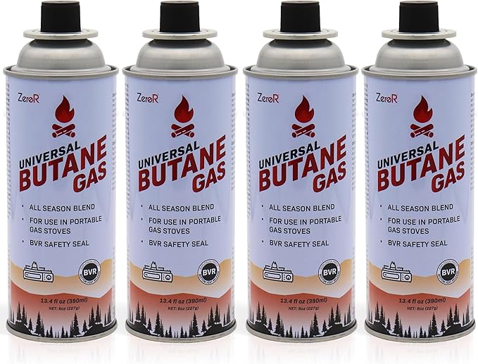 ZeroR Butane Fuel Canister Cartridge 13.4 fl oz (390 mL) | Compatible with Portable Camping Stoves and Torches