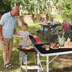 4.0 Ft Folding Portable Camping Table with Three Adjustable Heights, RV Tables for Inside a Camper, Outdoor, BBQ, Dining, Picnic, Cooking, Beach, Garden, Black
