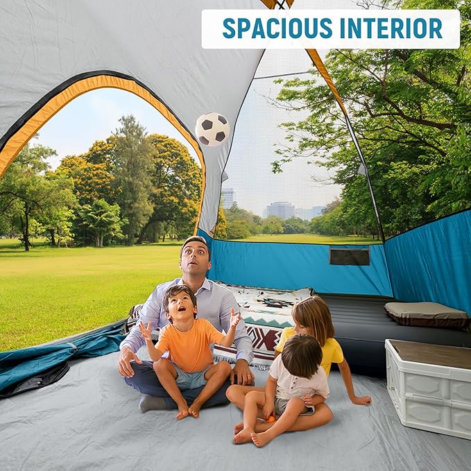 Tents for Camping 6 Person Tent Waterproof Windproof Double Layer Family Camping Tent, Easy Setup Dome Tent with Large Mesh Windows & Wider Door for Outdoor Camping & Hiking