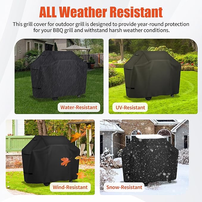 iCOVER Grill Cover 58 inch, BBQ Grill Cover for Outdoor Grill, 600D Heavy Duty Waterproof BBQ Cover, Anti-UV and Rip-Proof Barbecue Cover, Gas Grill Cover for Weber, Char-Broil, Nexgrill, etc