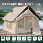Coody Inflatable Canvas Camping Tents with Stove Jack – Premium Air Beam Family Glamping Tent, Breathable Cotton Canvas, Fast Setup Air Tent with Pump