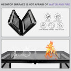 BRIAN & DANY Folding Grill Table Camping Table, Metal Portable Picnic Table, Lightweight Height Adjustable Foldable Table for Outdoor, Black, 40.16"x15.7"x11.8/14.9"