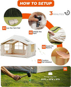 Inflatable Tent for Camping with Pump, 4-6 Person Extra-Space Blow up Tent, 420D Waterproof Oxford Glamping Air for Family, 4 Season Inflatable House