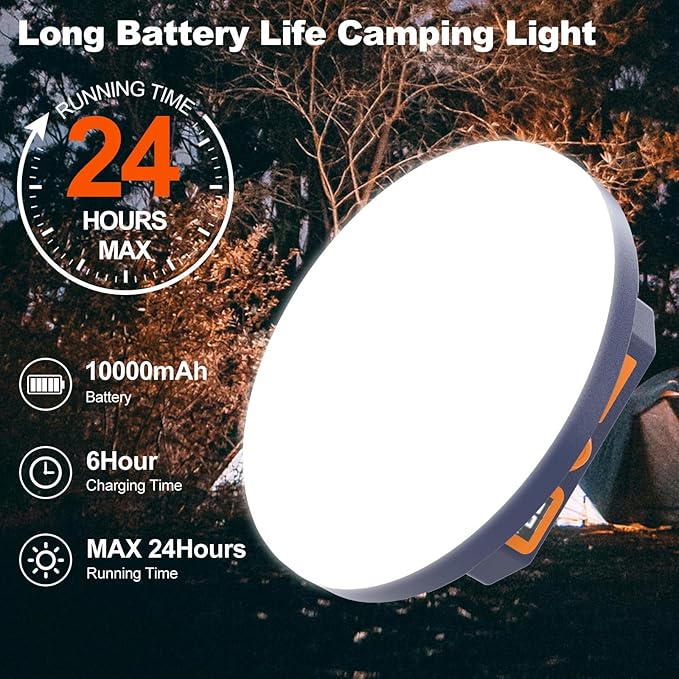 10000mAh 3000LM Rechargeable Camping Light , White/Warm/Nature/RED Hanging Camping Lantern Waterproof Tent Lights with Portable Bag Voice Control(Offline),Christmas Gift for Parents Friends (30W PRO)