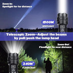 Flashlights High Lumens Rechargeable, 1000000 High Lumens Super Bright Handheld LED Flash Light, Powerful Emergency Linternas, Waterproof, Long Lasting, for Hiking Camping Gift