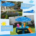 Sweetude Water Table Umbrella (Table Not Included), Kids Seaside Beach Umbrella Picnic Canopy for Summer Toddlers Sand Beach Camping Garden Outdoor Pool Shade Party Supply(Ocean Wave Theme)
