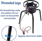 ARC Propane Burners For Outdoor, 15“ Wok Burner Single Propane Burner With Adjustable Legs, 65,000BTU Cast Iron Portable Propane Stove Great For Camping And Turkey Frying, Crawfish Cooking
