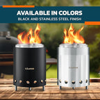 Wood Burning Fire Pit Stove - Smokeless Outdoor Stove for Efficient Wood Fires, Camping, Cooking, and Garden Gatherings, Durable, Stainless Steel with Removable Ash Pan, Stand and Carry Bag