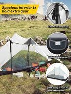 LANSHAN 2 Person Ultralight Backpacking Tent White with 2-Person Tent Footprint