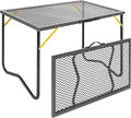 Portable Folding Grill Table, 3ft Outdoor Grill Table with Mesh Tabletop, Metal Grid Table for Camping, Picnic, BBQ, RV