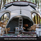 S'More Glamping Tent with Porch, 2/3/4/5/6 Person Durable Weatherproof Camping Tent, Large Family Tent with Room Divider, Easy Setup Tent with Screen Room