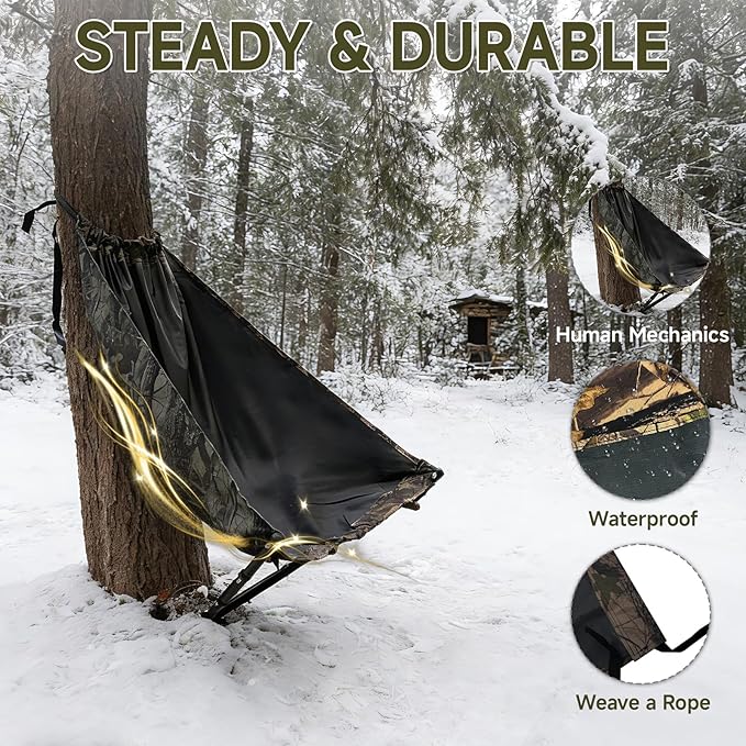 Low Down Hunting Tree Mounted Seat for Turkey Hammock Chair,Camo Tree Camping Chair,Portable Hunting Saddle Stool